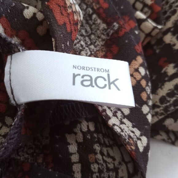 BLOUSE CREAM, BROWN, ORANGE SNAKE PRINT DOLMAN SLEEVE BLOUSE SZ.XL EUC - Picture 8 of 8